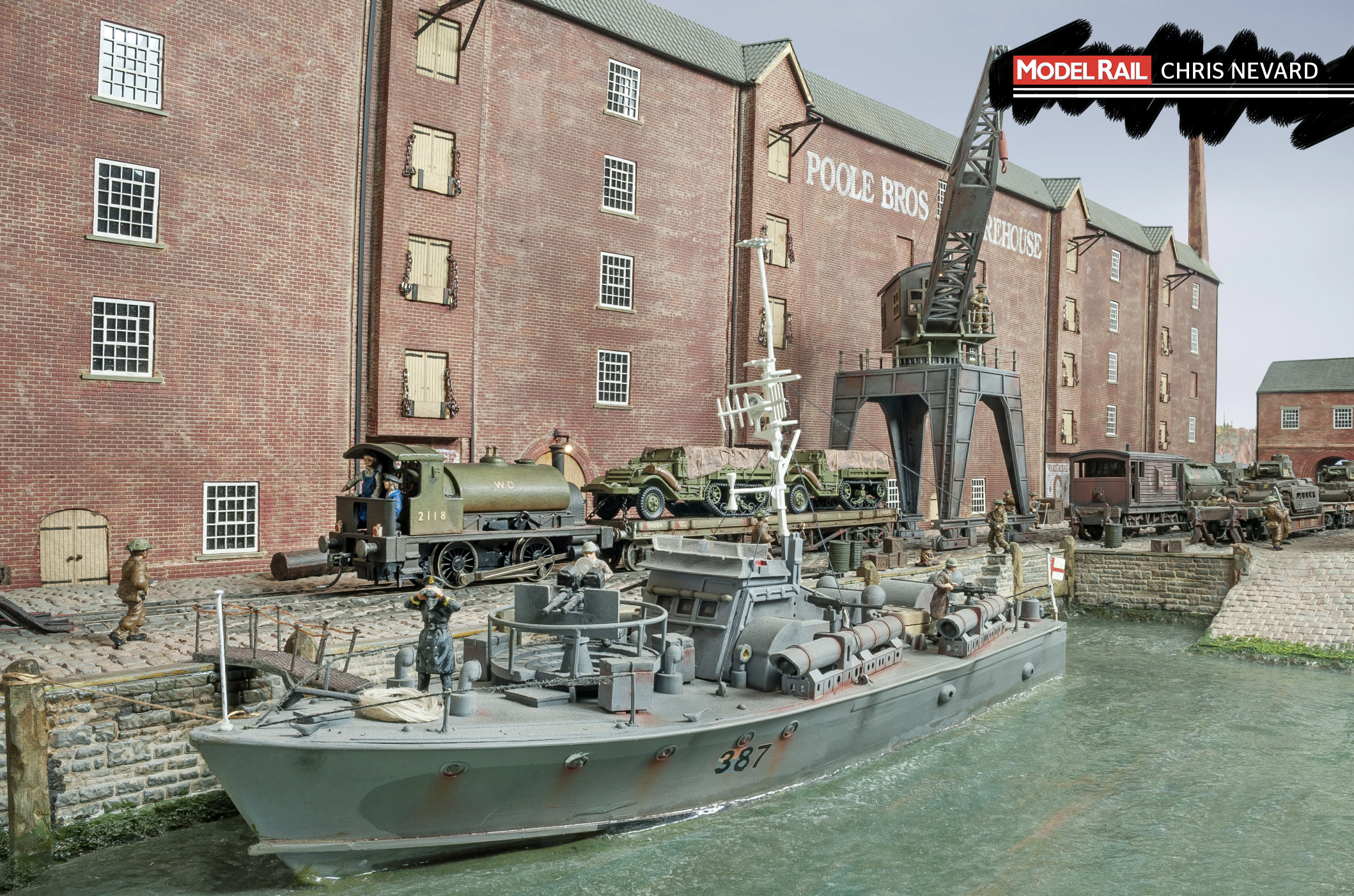 The layout was built around James’ Airfix Motor Torpedo Boat. A wartime dockside made the perfect setting. CHRIS NEVARD