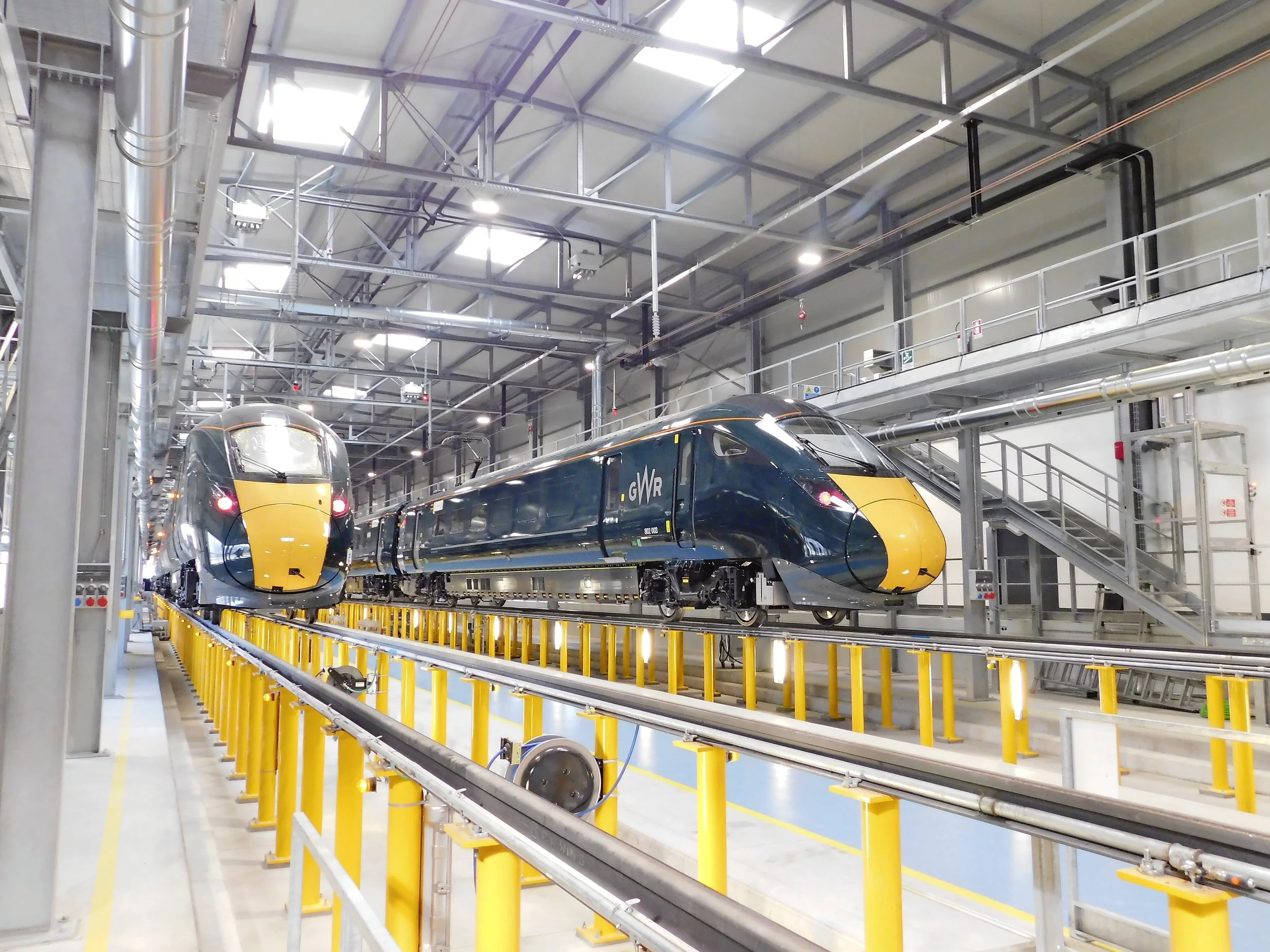 New Class 802 units 802003/4 are nearly ready to leave the factory in Pistoia, Italy, to join their sister Class 800s with GWR. Richard Clinnick/RAIL