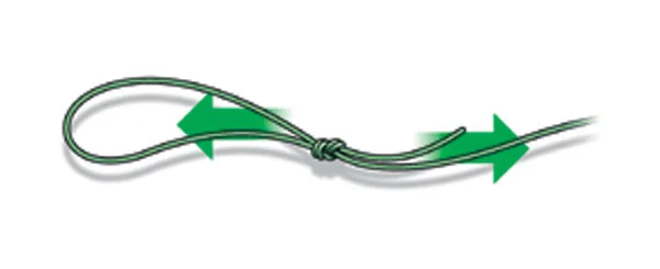 STEP 4: Moisten the knot with saliva and pull it tight. Trim the knot and you are away.