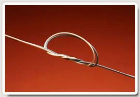 Pass the the loose ends (furthest from the fly line) through the loop at least two times. Many anglers prefer three or four times.