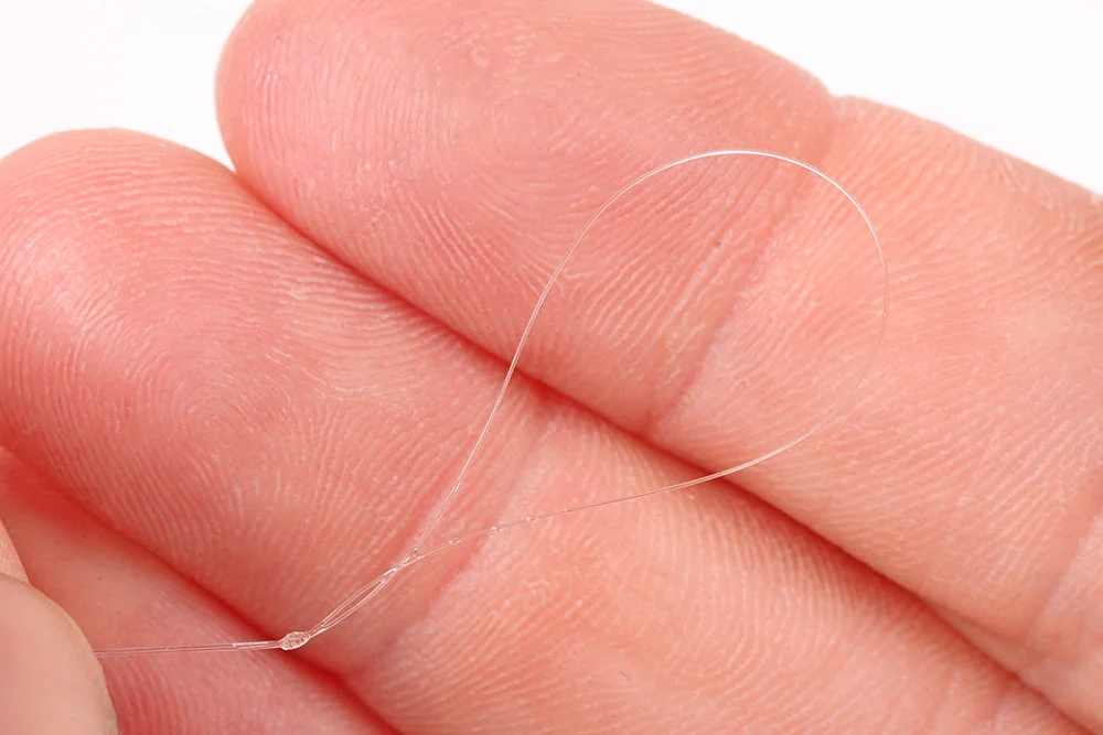 6. Next, tie a simple double over-hand loop in the end of the mono hooklength. The hooklength should ideally be about 20cm in length once finished