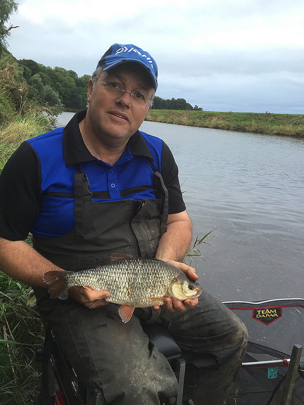 Alan Barnes with his 2lb 8oz roach from the River Ribble.