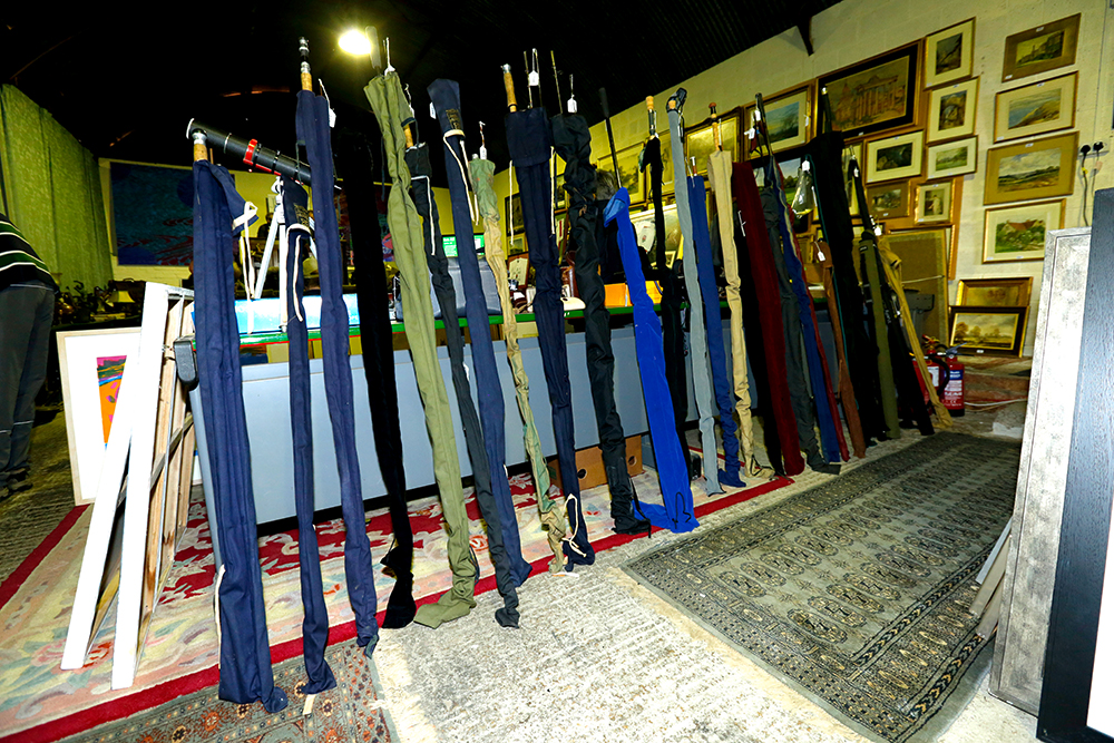 Rods belonging to Bob await auction bids.