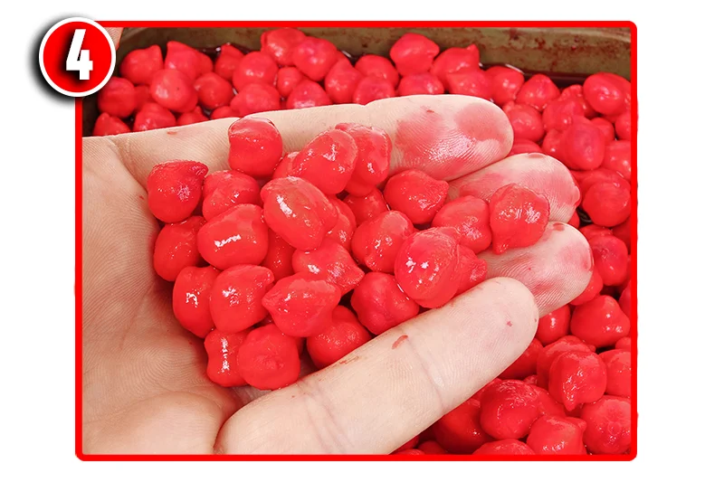 Leave in the fridge overnight so that the chickpeas will be completely rehydrated. The flavour and colour will be drawn right into the bait.