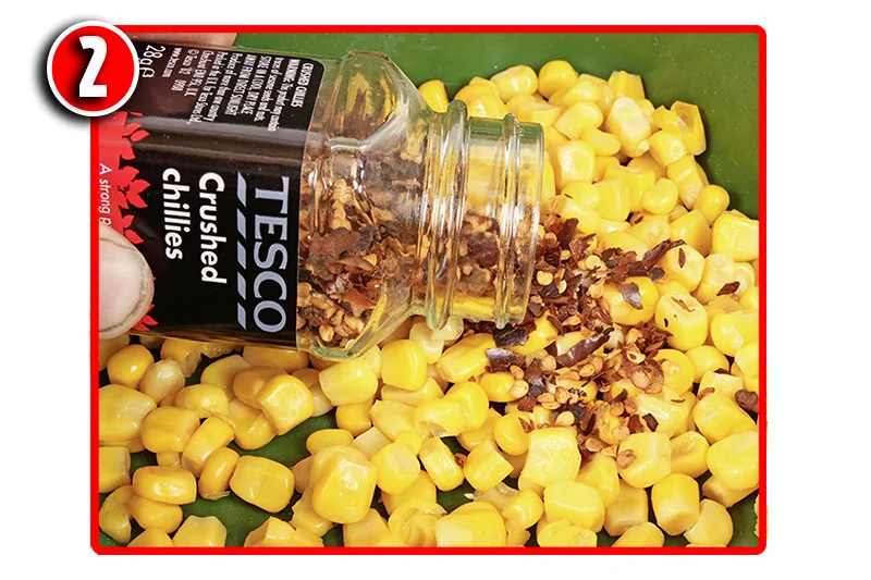 Add a tablespoonful of chilli flakes to two tablespoonfuls of hemp oil and mix this with the corn. The oil will prevent the PVA melting.