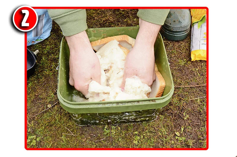  Use your hands to break up the bread and crusts into a soggy mush