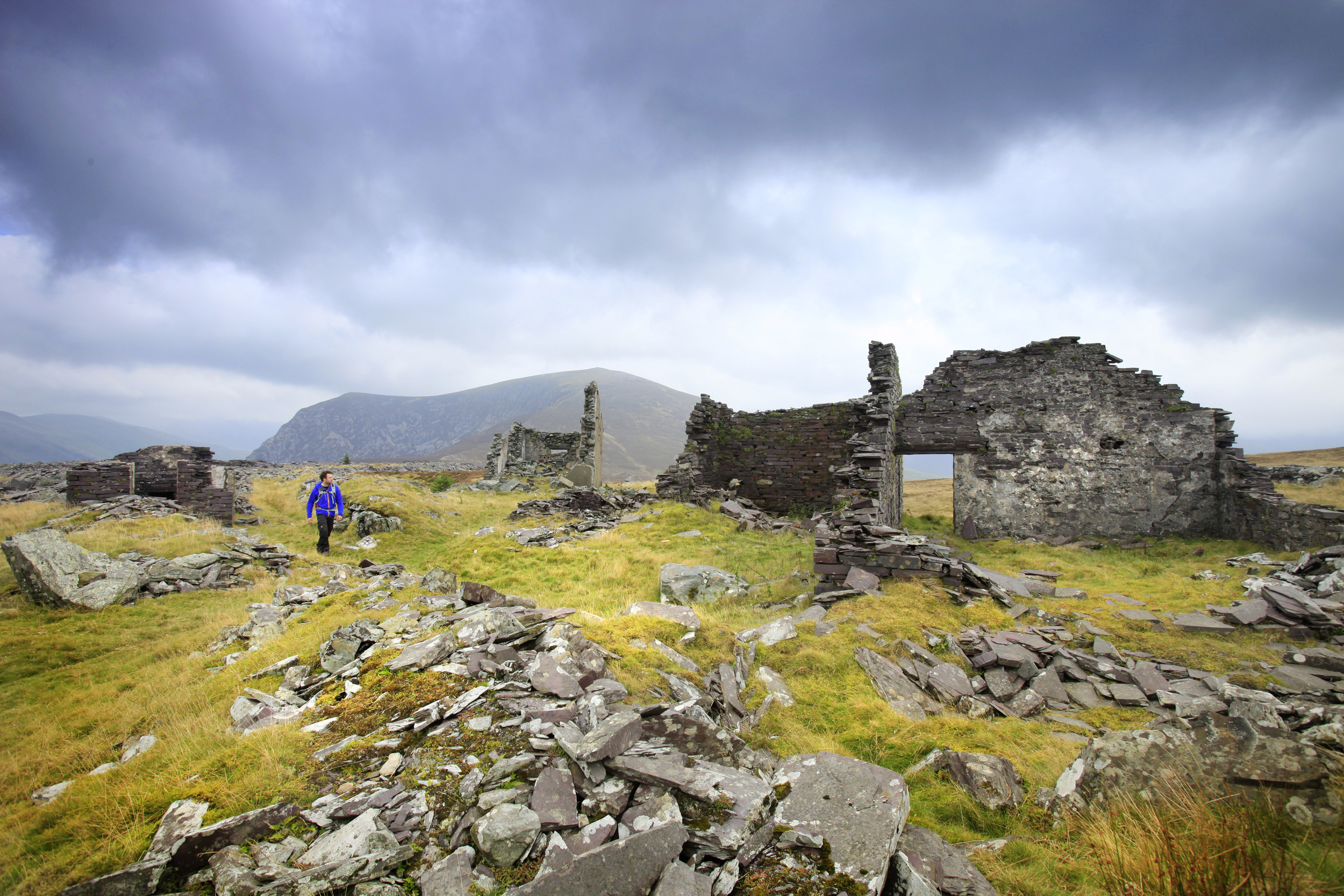 Quarry works on the slope of Moel Tryfan, on the Snowdonia border. Photo Tom Bailey, © Trail Magazine