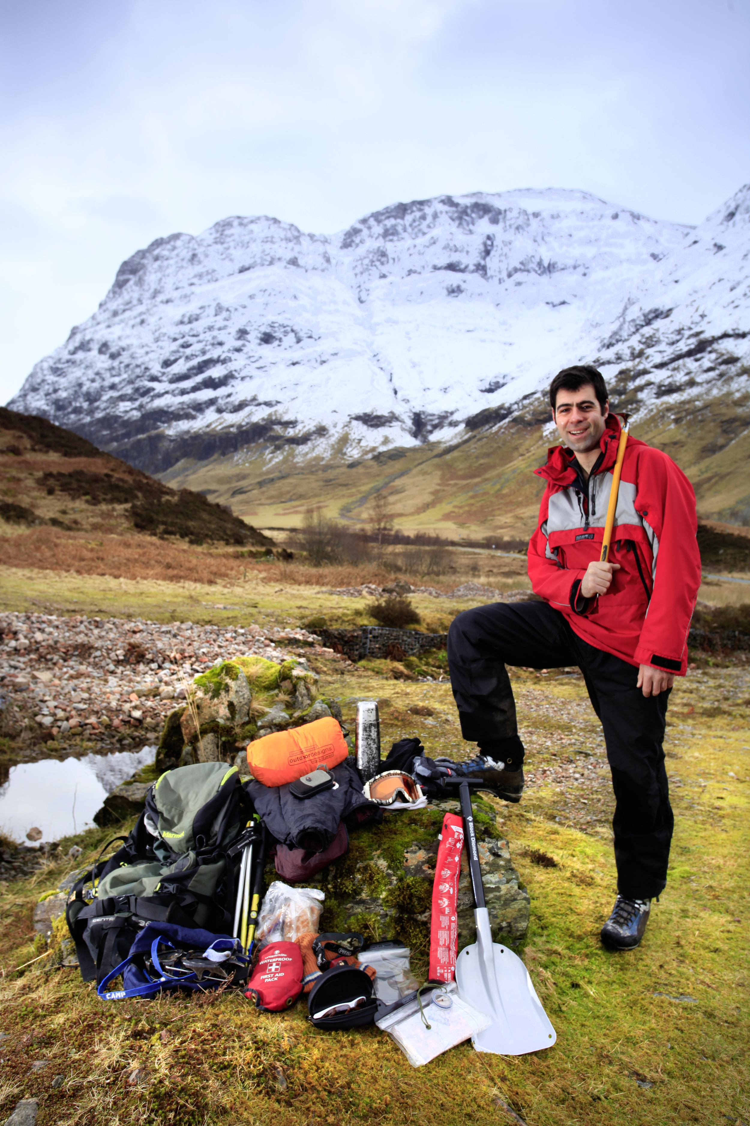 Huw Gilbert MIC spills the secrets of his rucksack in Glen Coe. Photo : Tom Bailey / Trail Magazine