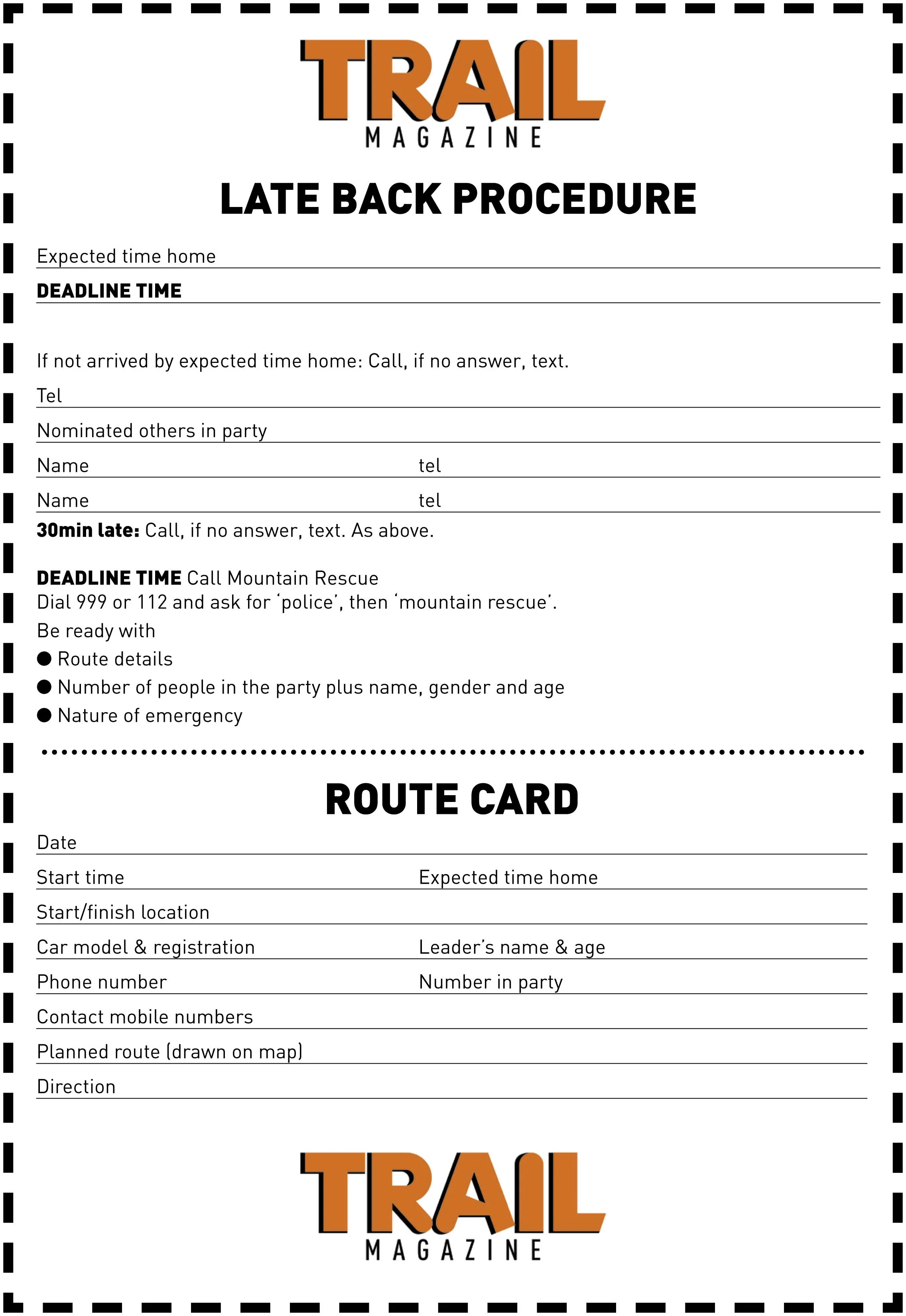 How to write a route card and late - Route Card