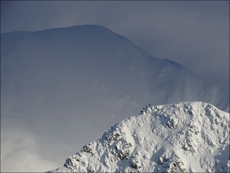 Michael Eyton had to work quickly to capture this image of climbers on Stob Ban.