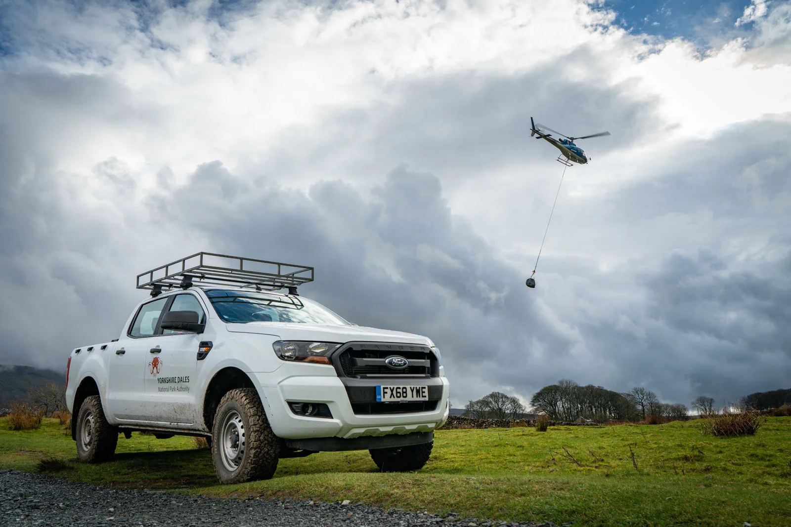 Stone being airlifted near Whernside. Photo: Andy Kay / YDNPA