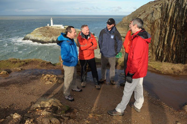 The BMC meeting John Griffiths, Welsh Government minister for culture and sport at Anglesey's South Stack in 2014. Photo: Ray Wood.