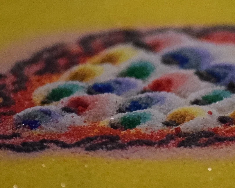 As more colors are added to the designs, the mandalas take on a multi-dimensional appearance.