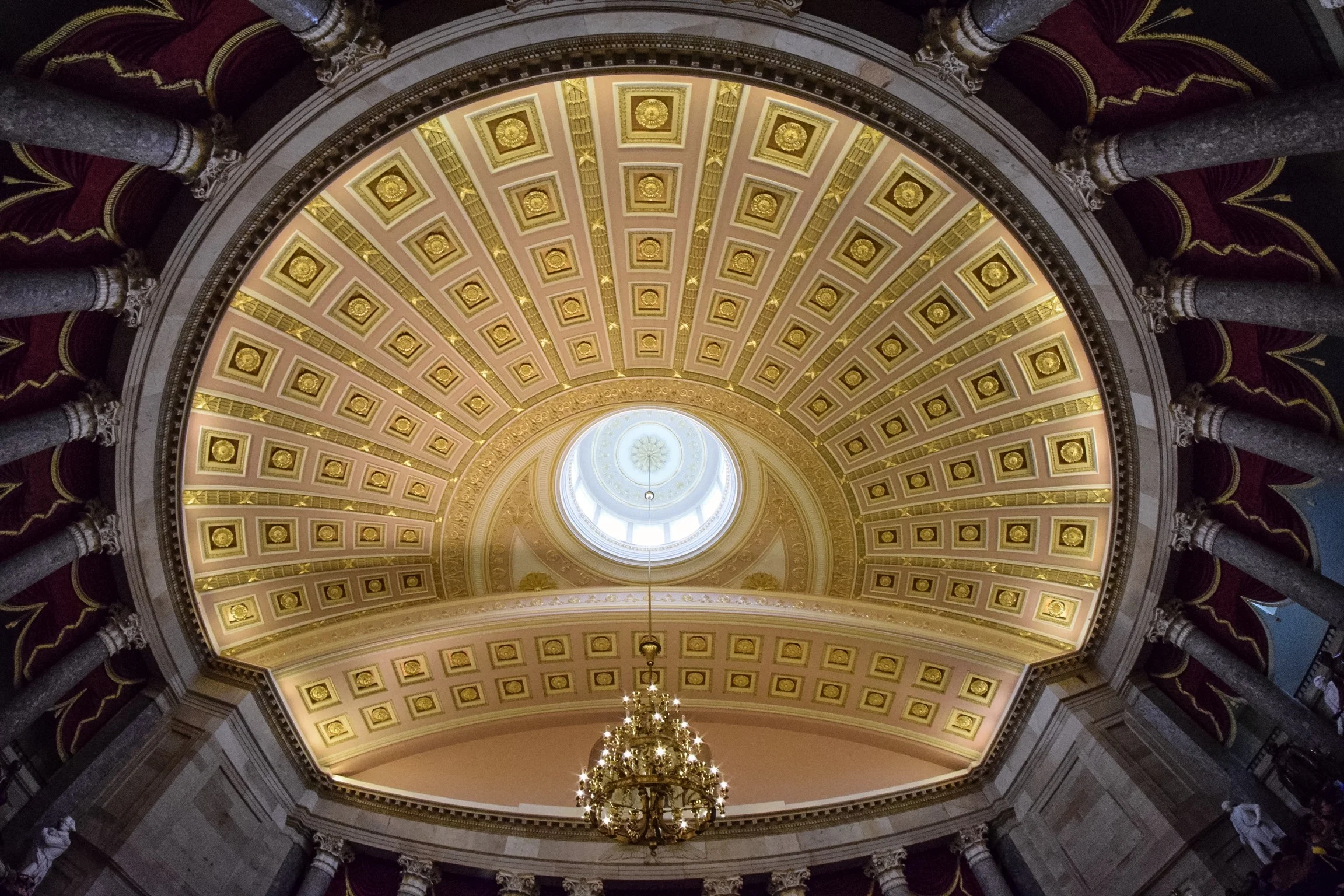 National Statuary Hall features statues of prominent Americans selected by each state.