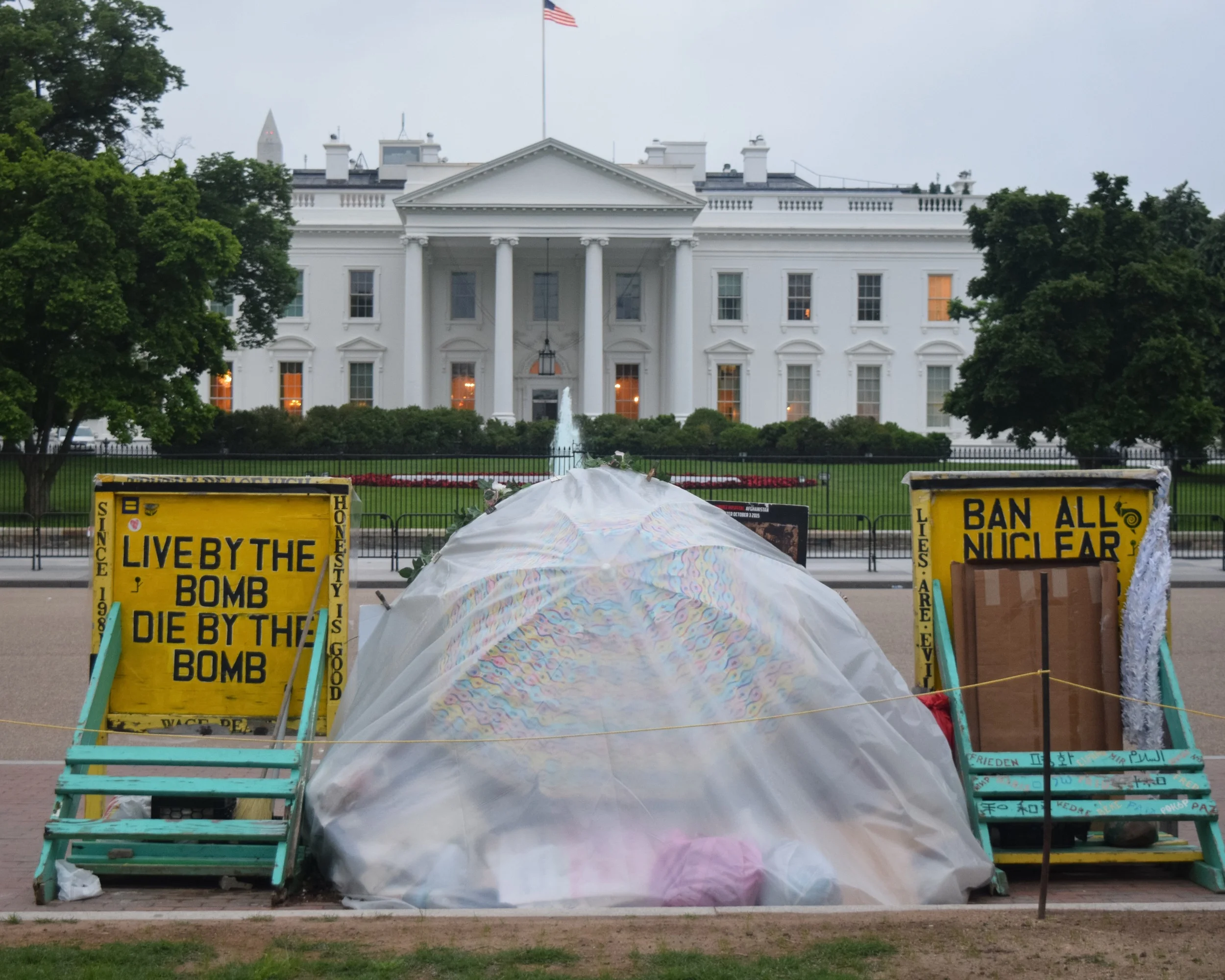 From August 1981 until her death in January 2016, Conchita Picciotto carried on the longest continuous political protest in US history and she did it across the street from The White House. She remained in a tent at the edge of Lafayette Square (sometimes with the help of friends and supporters) for 35 years, even logging more than 12,500 continuous days herself. Since her death at 80 in a Washington DC homeless shelter, other peace activists have continued her protest.