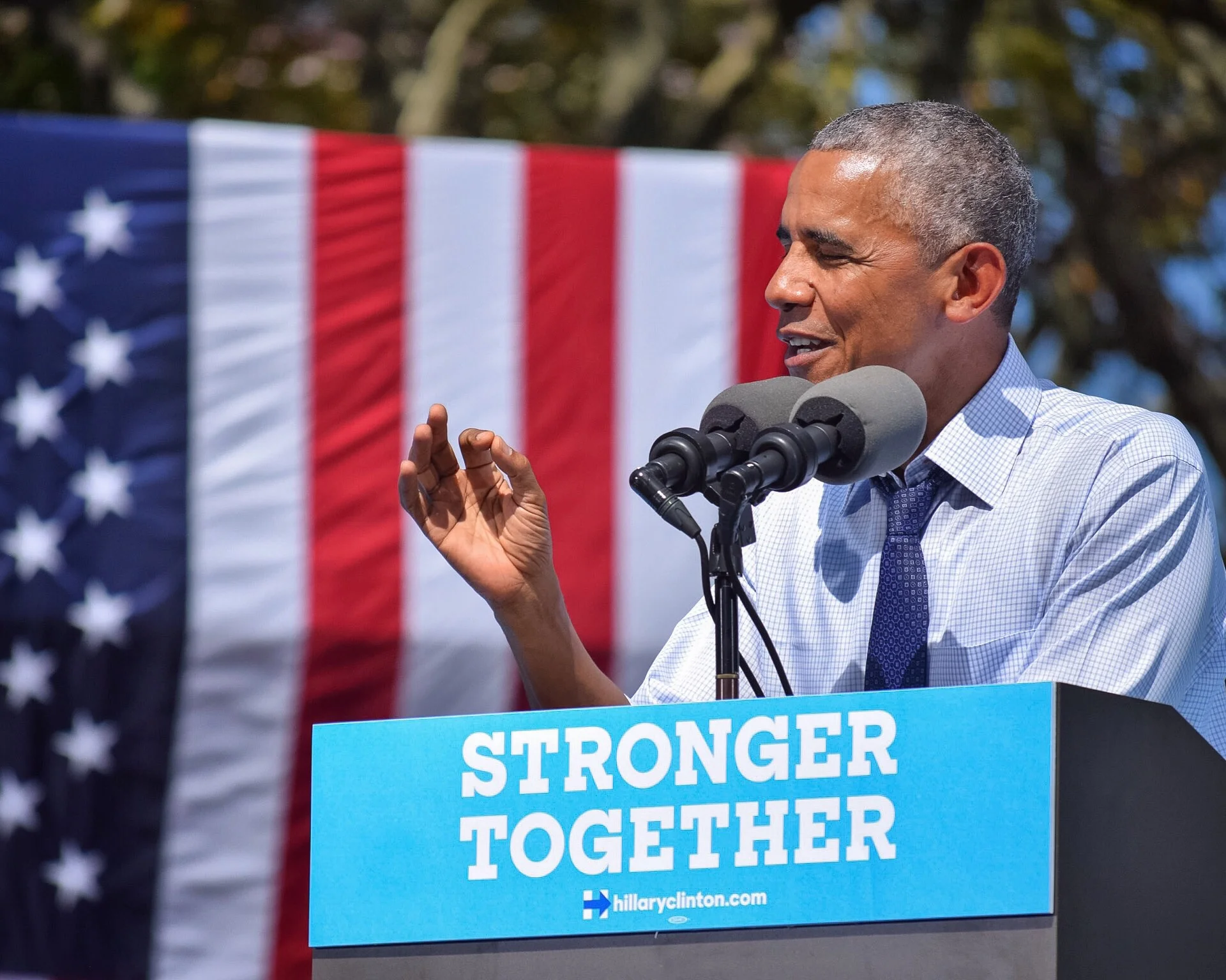 Making a point to talk to, not at, the crowd.