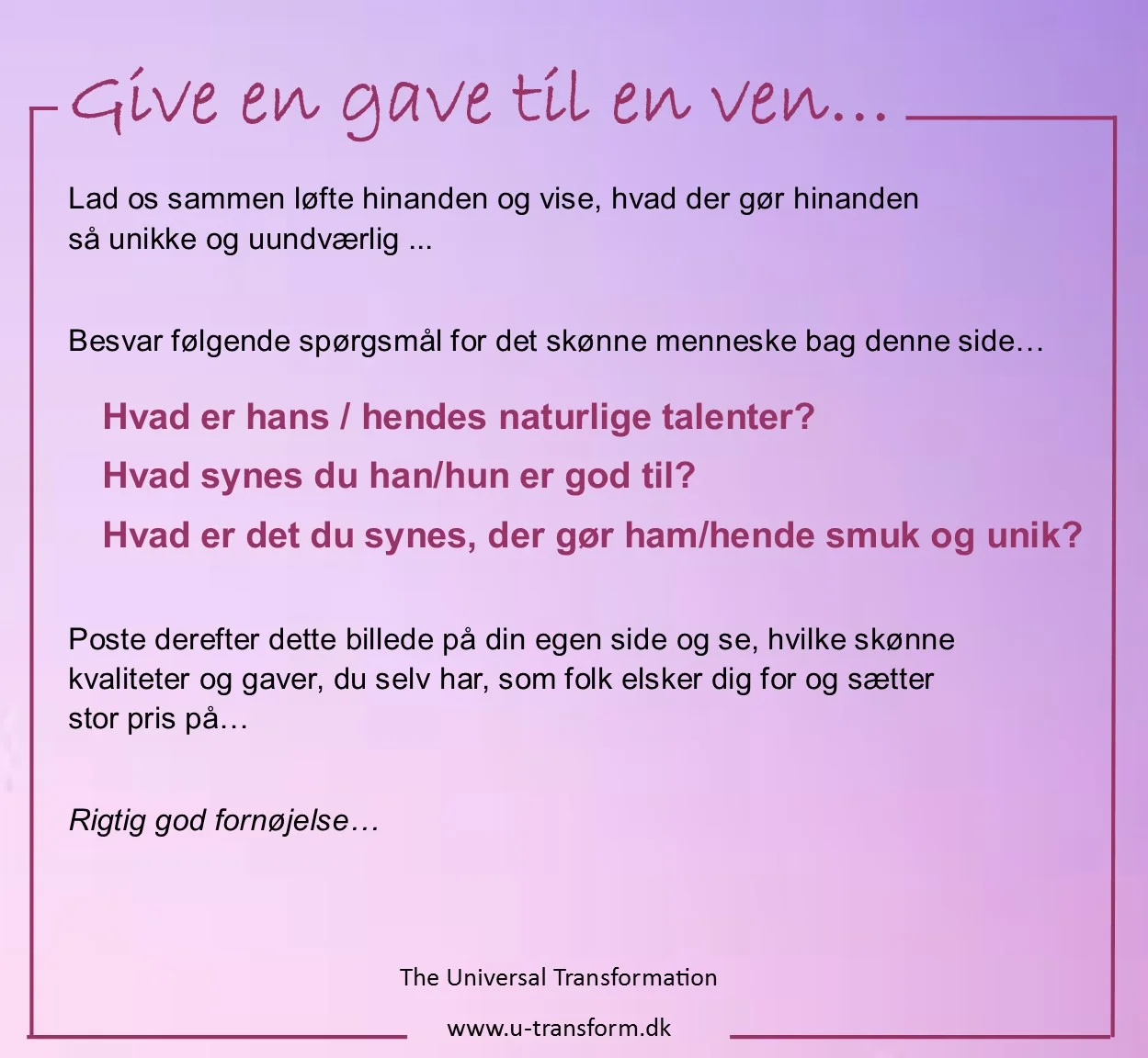 Vil du have en gave....?