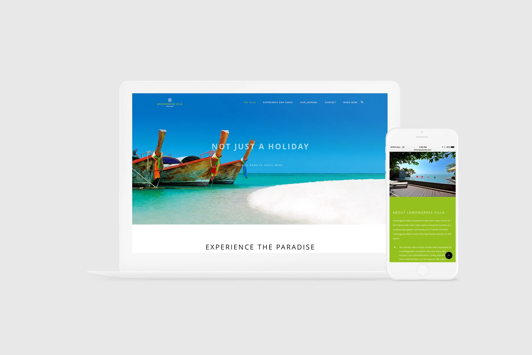 HOTEL WEBSITE WITH A BOOKING SYSTEM I worked with the developer of Lemongrass Villa, a private vacation estate in Koh Samui, Thailand, to design and develop the foundation of the core brand identity, along with full creative direction, photography, concept development, marketing, villa amenities production and brand/customer experience, in addition to designing the website and a social media presence. www.lemongrassvilla.com
