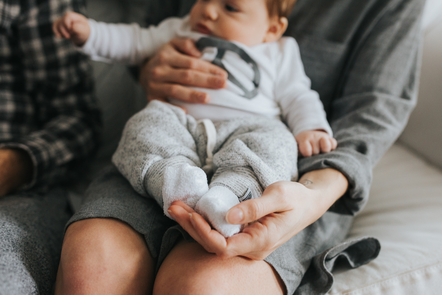 2 month old baby boy with mom - feet in hand {Toronto Family Photographer}