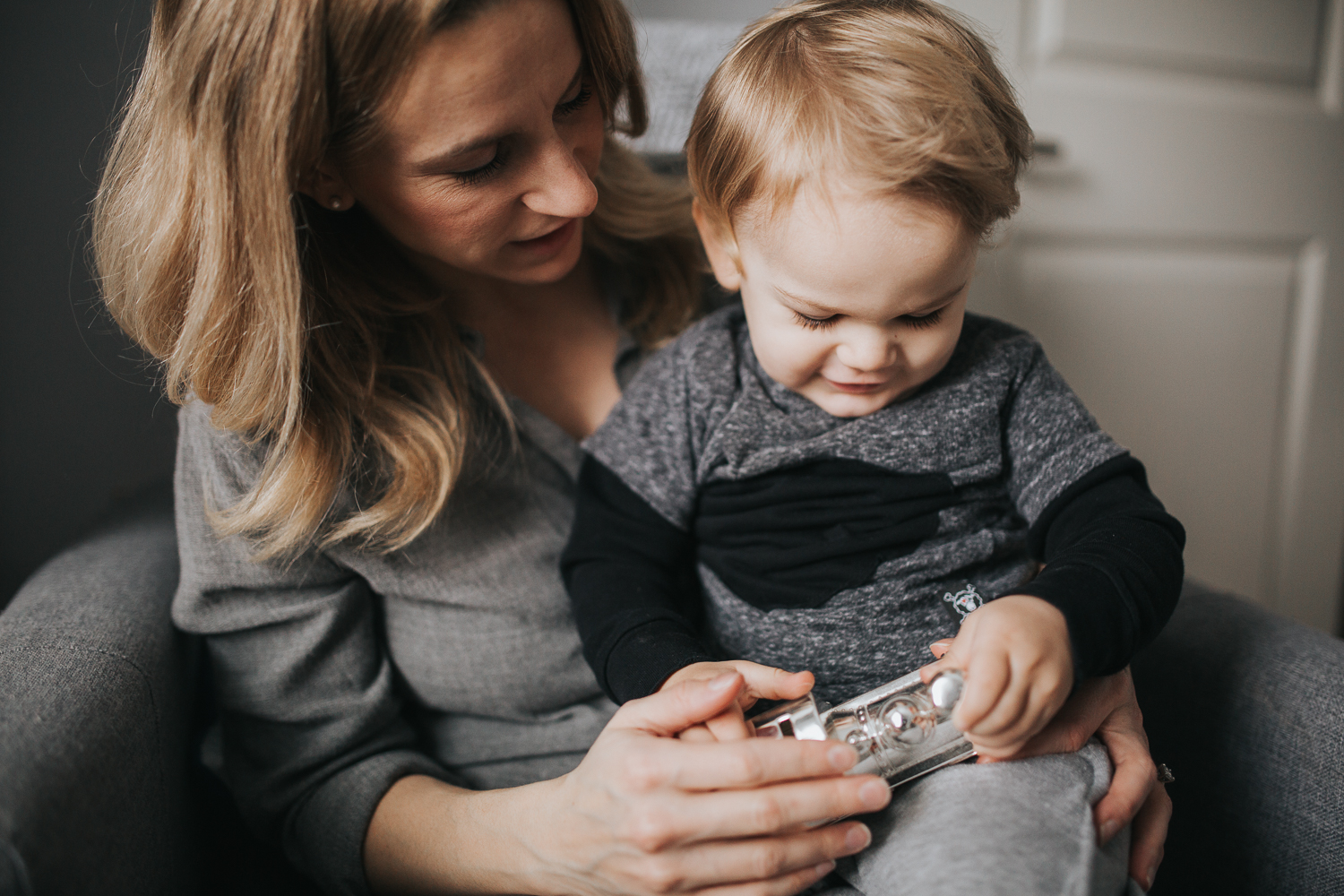 Mom and 2 year old toddler son on chair {Toronto Family Photographer}