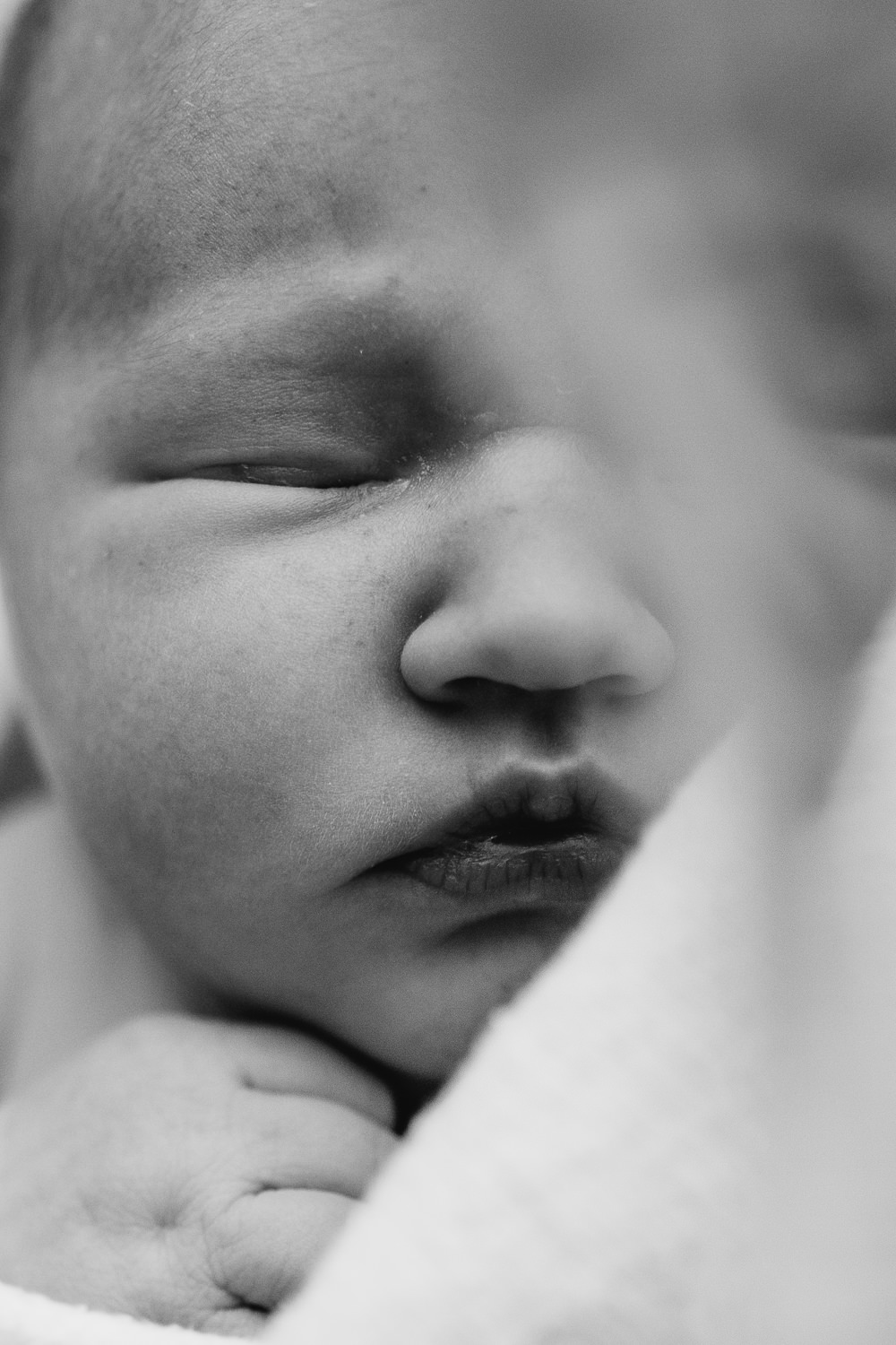 close up of newborn baby in hospital bassinet - Newmarket Fresh 48 Photography
