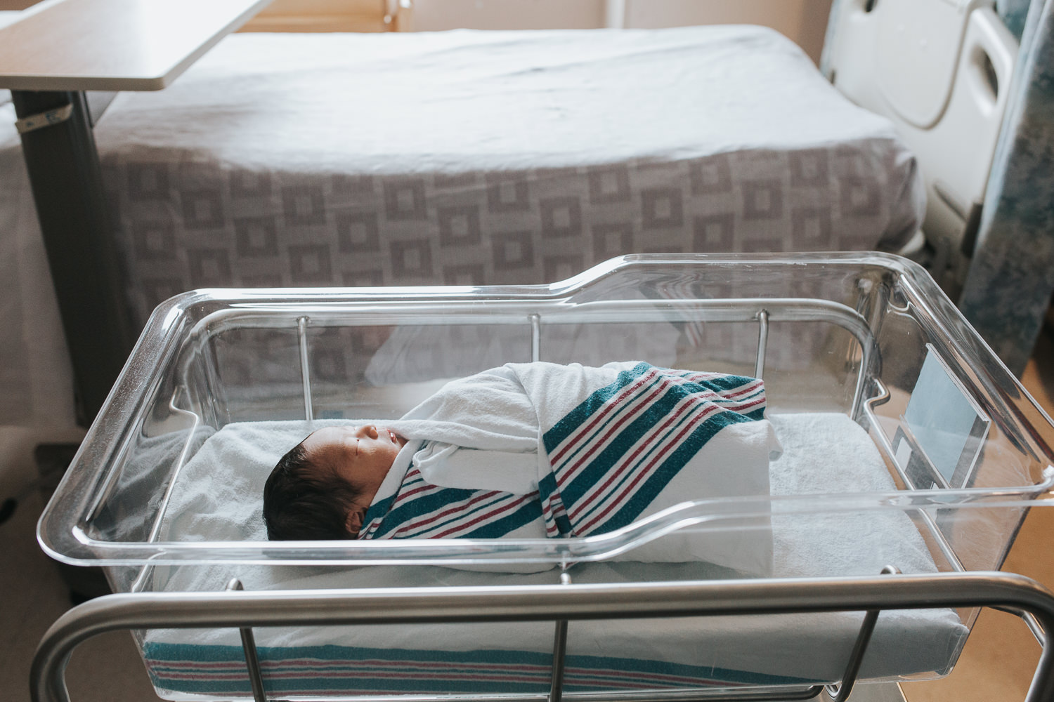 1 day old baby boy lying swaddled in hospital bassinet - Uxbridge Fresh 48 photos