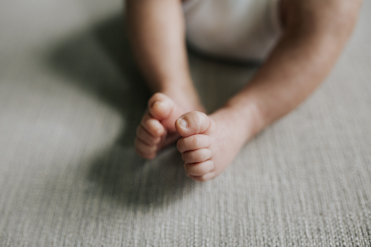 close up of 1 month old baby boy's feet and toes - Barrie Lifestyle Photos