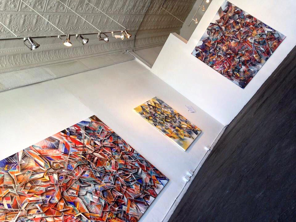 3 paintings at Cave Gallery in 2014, the "Remix Every Second" exhibition.