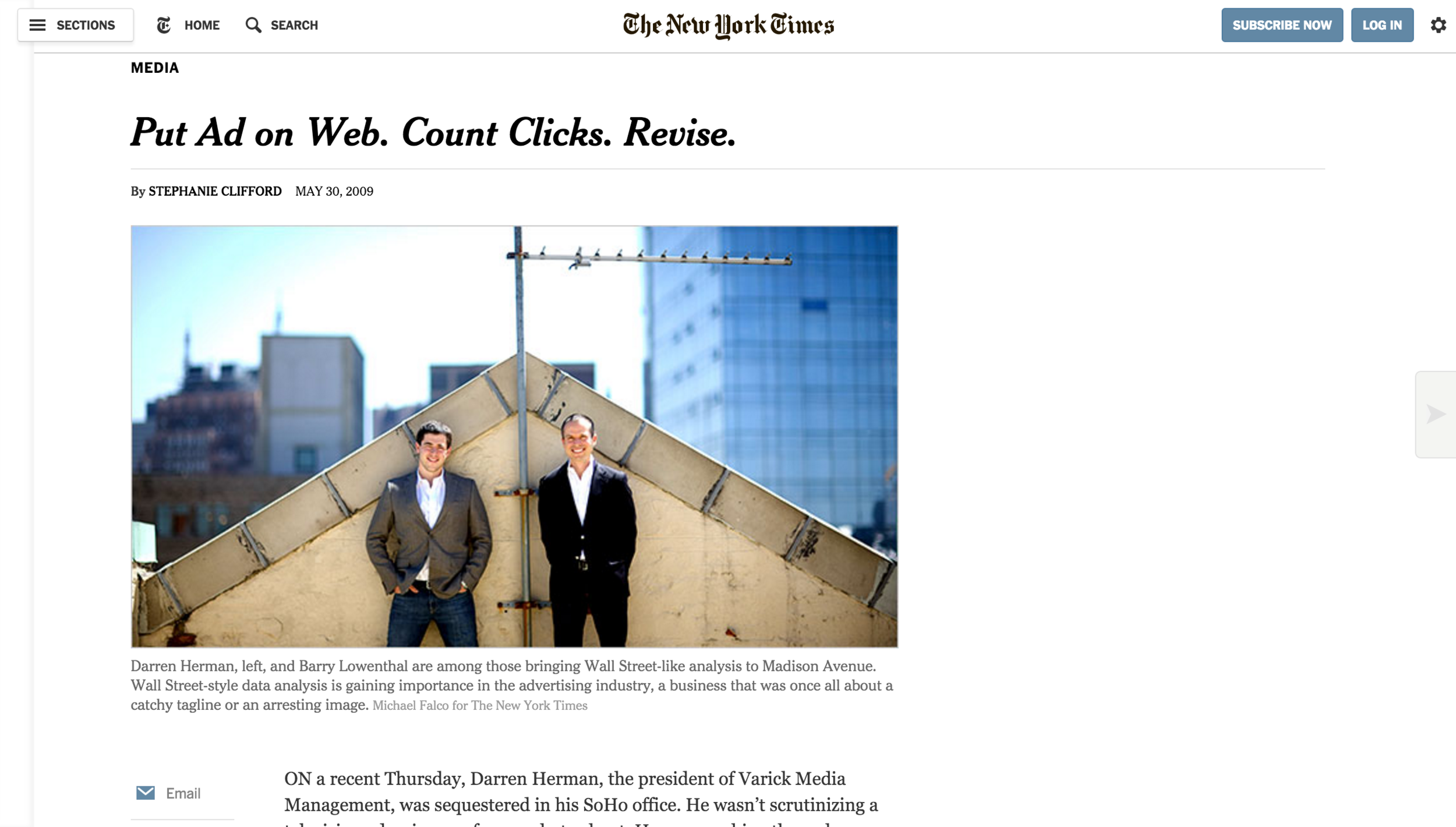 The New York Times:&nbsp;Put Ad on Web. Count Clicks. Revise.&nbsp;