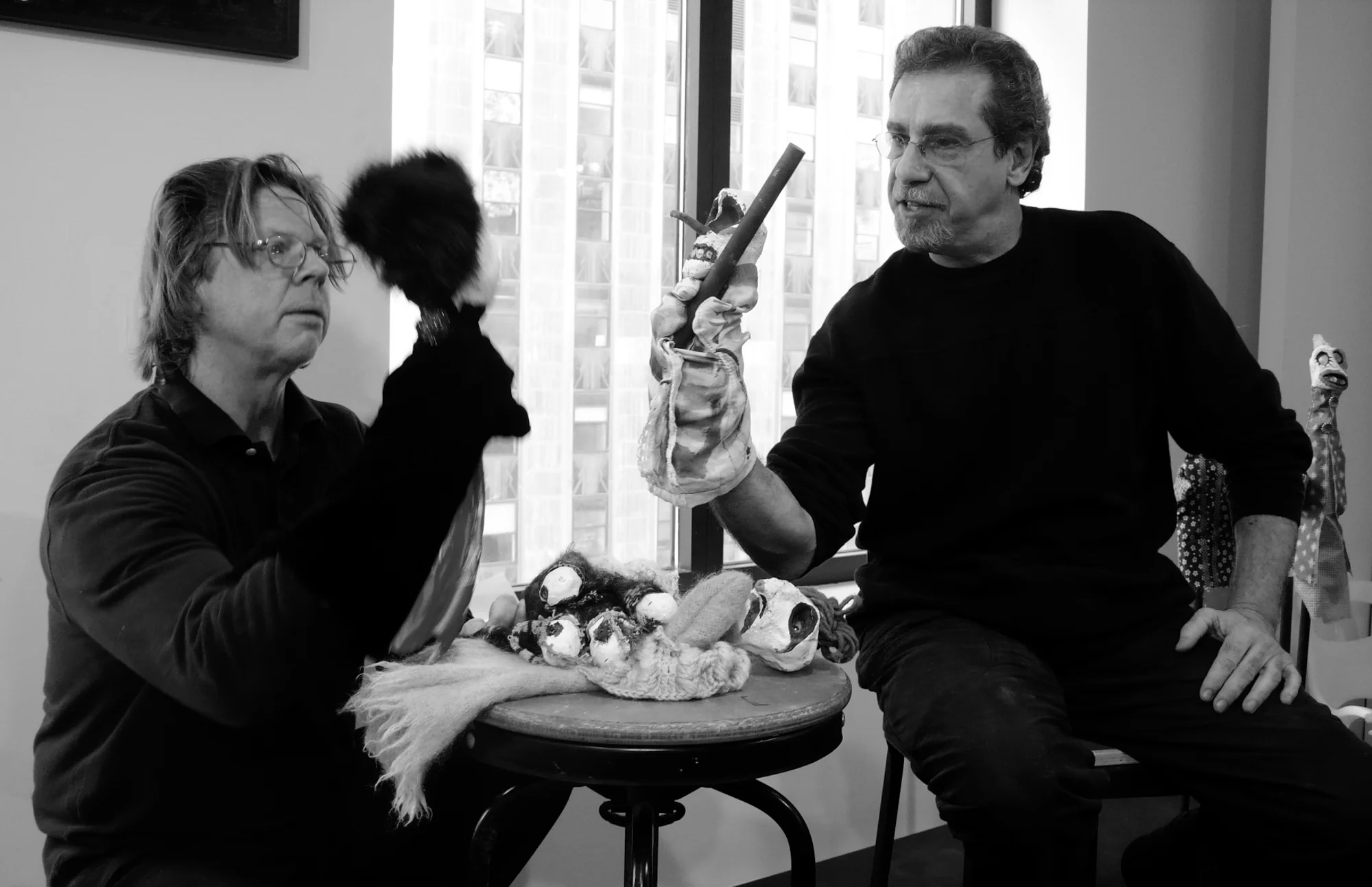 Puppet play written by the artists and performed by New York puppeteers Rich Pulito and Artie Poore. Arthur H. Poore is the founder of the Dreamlike Puppet Co. Forty-nine years a puppeteer, and a New York City Firefighter 1981 through to 2004. Richard D. Pulito is the creator and producer of an original puppetry show called Freedom News Nation, where he expresses himself through political comedy and satire. As founders of an artists collaborative called The Triad, Arthur and Rich have worked together in the arts for the past thirty-seven years.