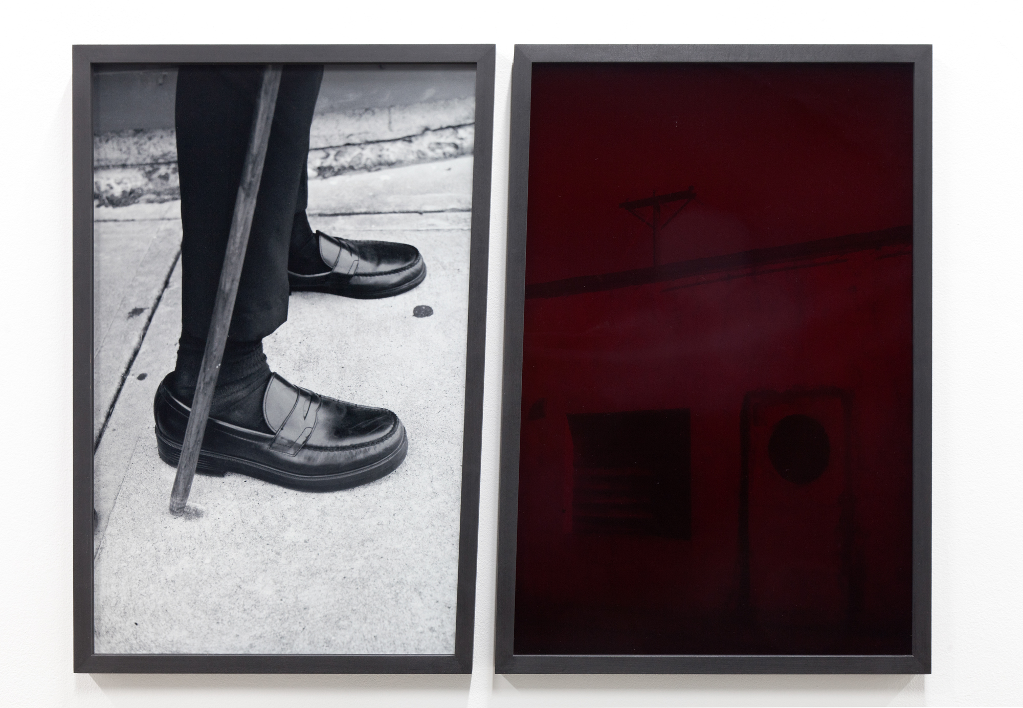 Beside a sealed up building c-type prints, bespoke frames, handblown red glass, 94 x 60cm Edition of 3 + 1AP 2014