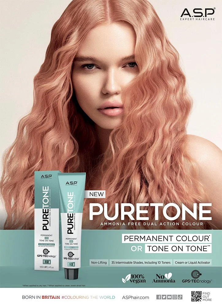 ASP Haircare: PureTone Product Magazine Advertisement for Affinage Salon Professional shot by photographer Richard Miles