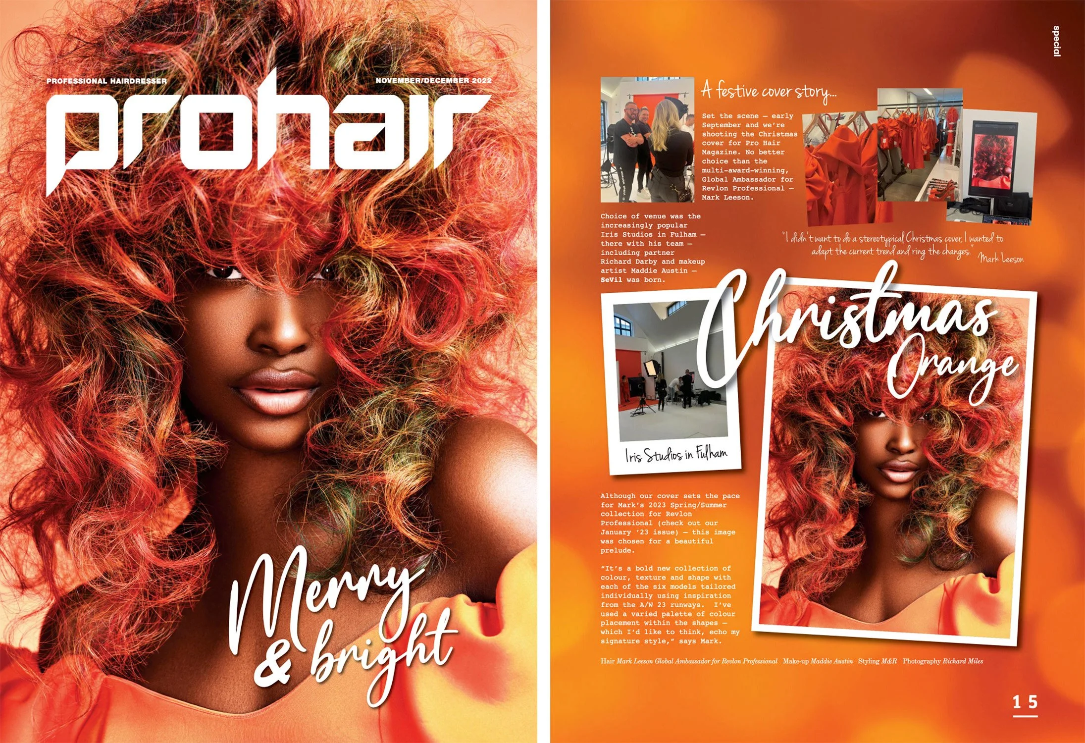 Pro Hair Magazine Front Cover and feature by Mark Leeson for Revlon
