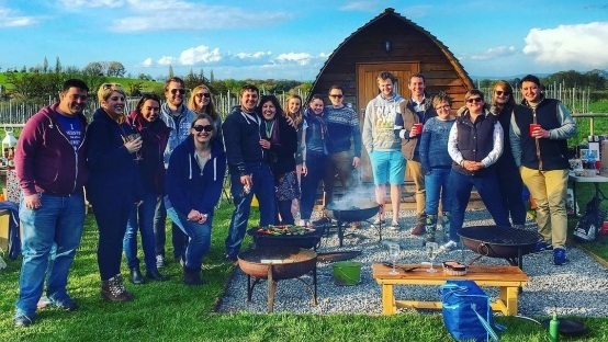 A great group of glampers staying in the Vineyard Wigwams! Beautiful evening for a reunion with your friends! #somersetsgreatescape #secretvalley #glamping #wigwams #greatoutdoors.jpg