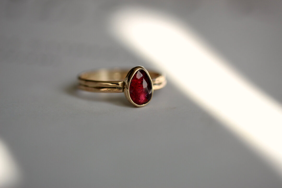 Throwback to this lil faceted ruby stacker for GG 🍒​​​​​​​​
​​​​​​​​
GG's sweet granddaughter commissioned me to make this July birthstone ring to celebrate Mother's Day and the birth of GG's great granddaughter. Together we choose this juicy facete