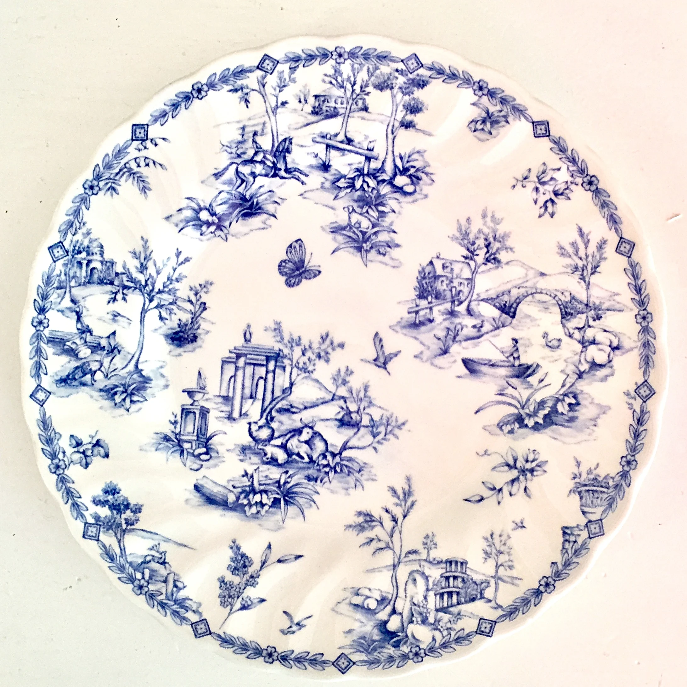 blue and white vintage tabletop rentals