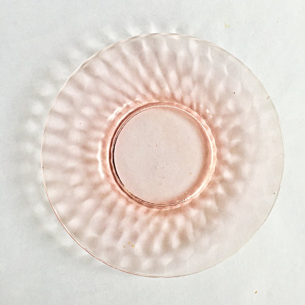 The Vintage Laundry — PINK DEPRESSION GLASS BREAD AND BUTTER PLATES