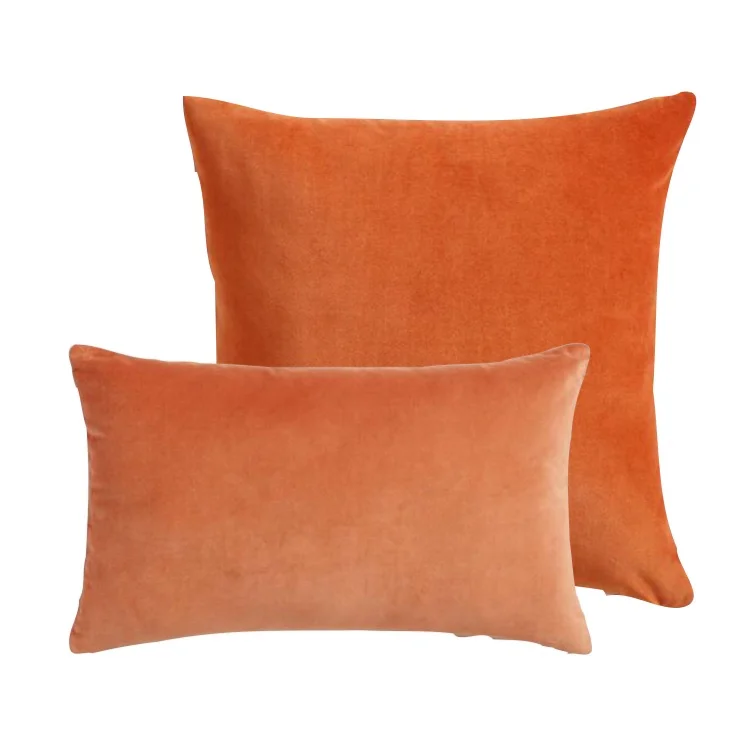 Light Rust Lumbar and Spicy Orange Square Velvet Pillows.jpeg
