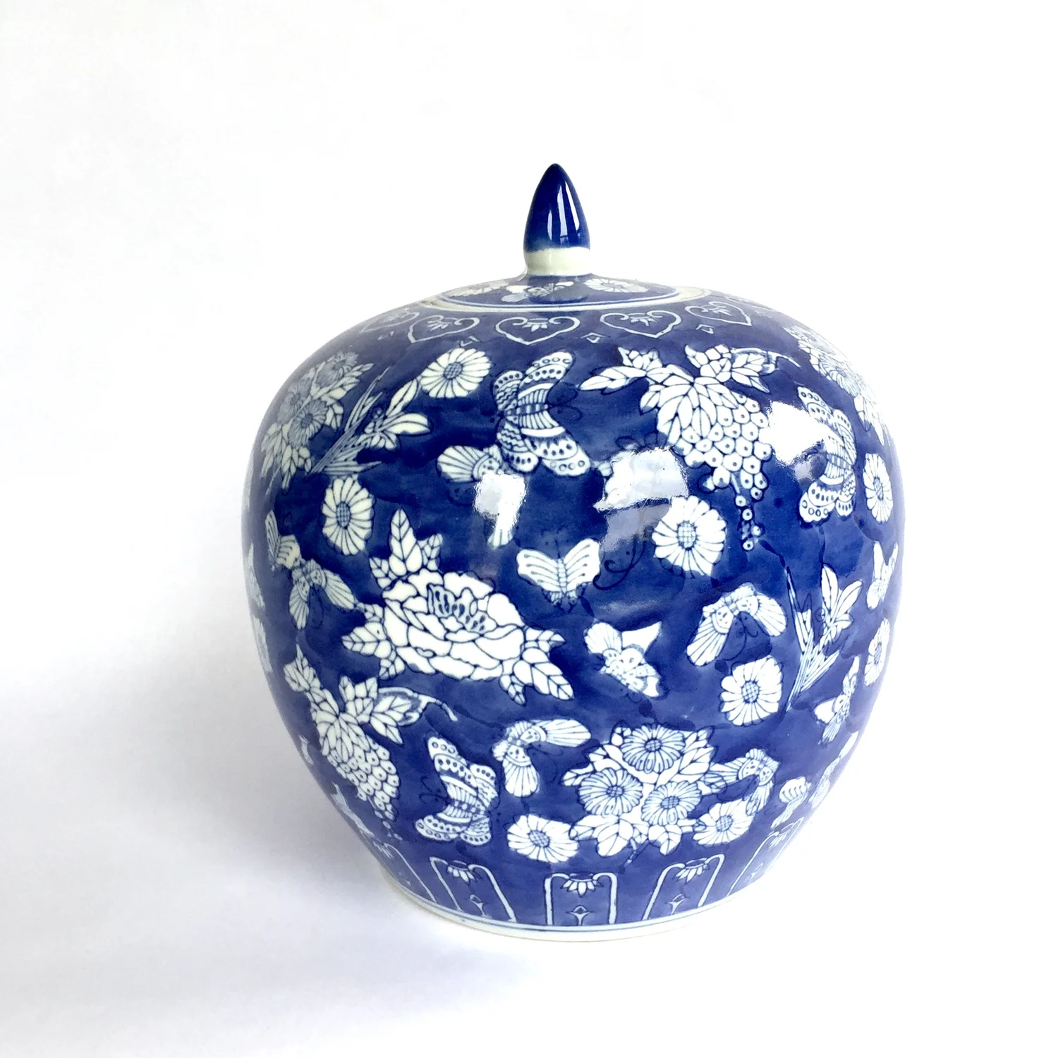 The Vintage Laundry Events — BLUE AND WHITE GINGER JAR WITH LID