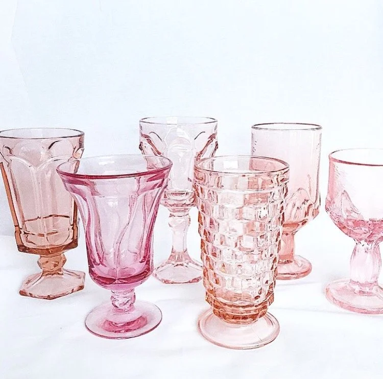 vintage pink glass