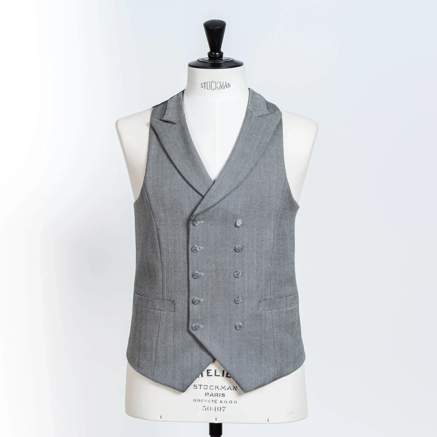 Double-breasted jacquet dames gilet in grijs visgraat – bestuursvest op maat