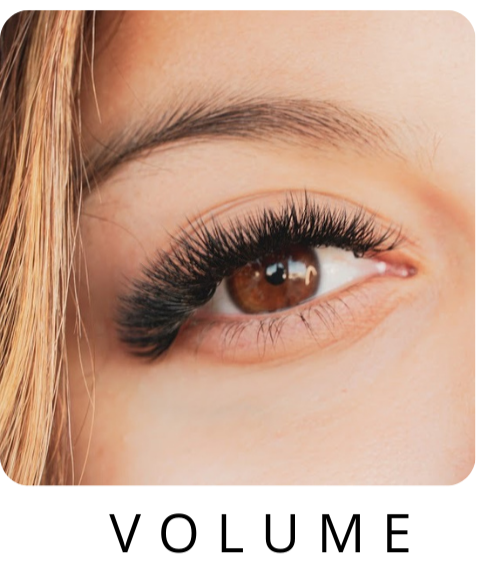 Picture of a woman's eye with volume lash extensions on