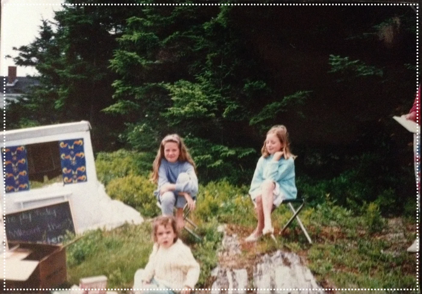 My first ever theatrical production with the Bailey Island Players, starring me. Oh, and my cousins Leslie and Lisa. I'm pretty sure off to the right is my grandmother, director, writer, and scenic designer.