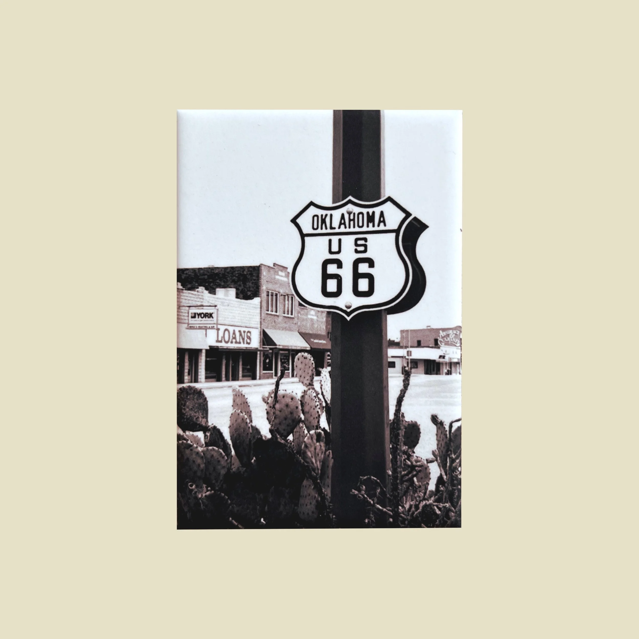 a magnet of a route 66 road sign