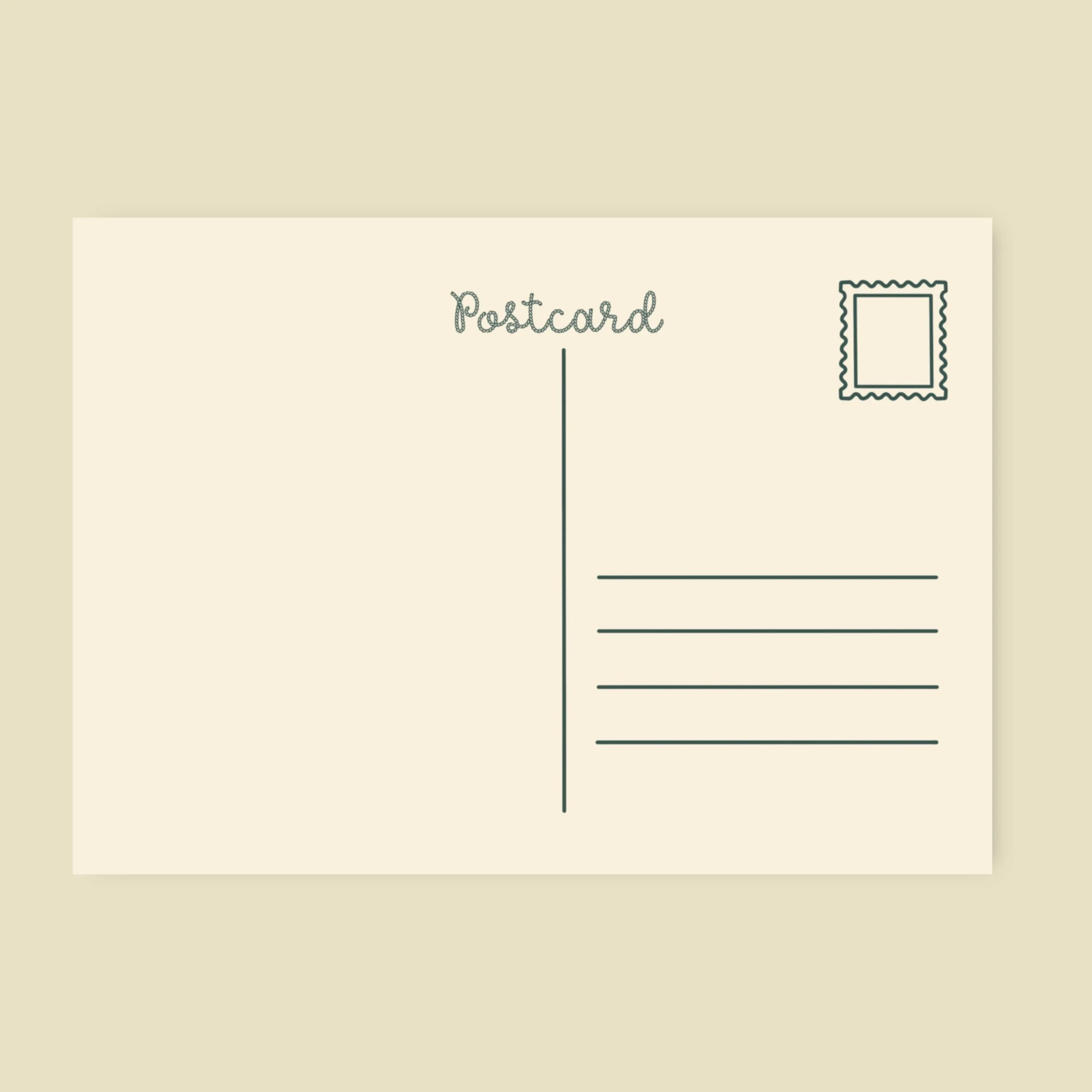 the back of a postcard that has space for a written message and an address