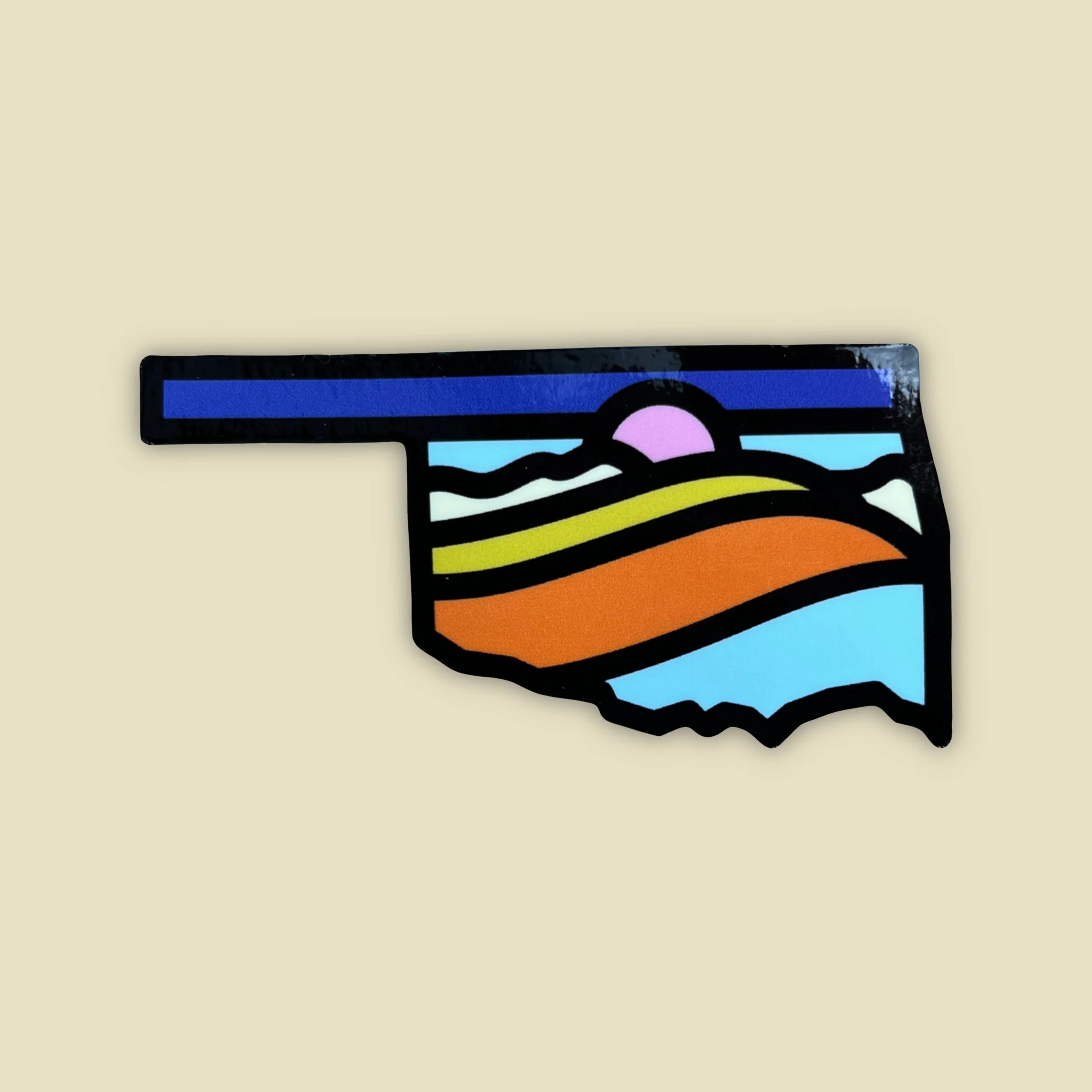 a sticker in the shape of Oklahoma