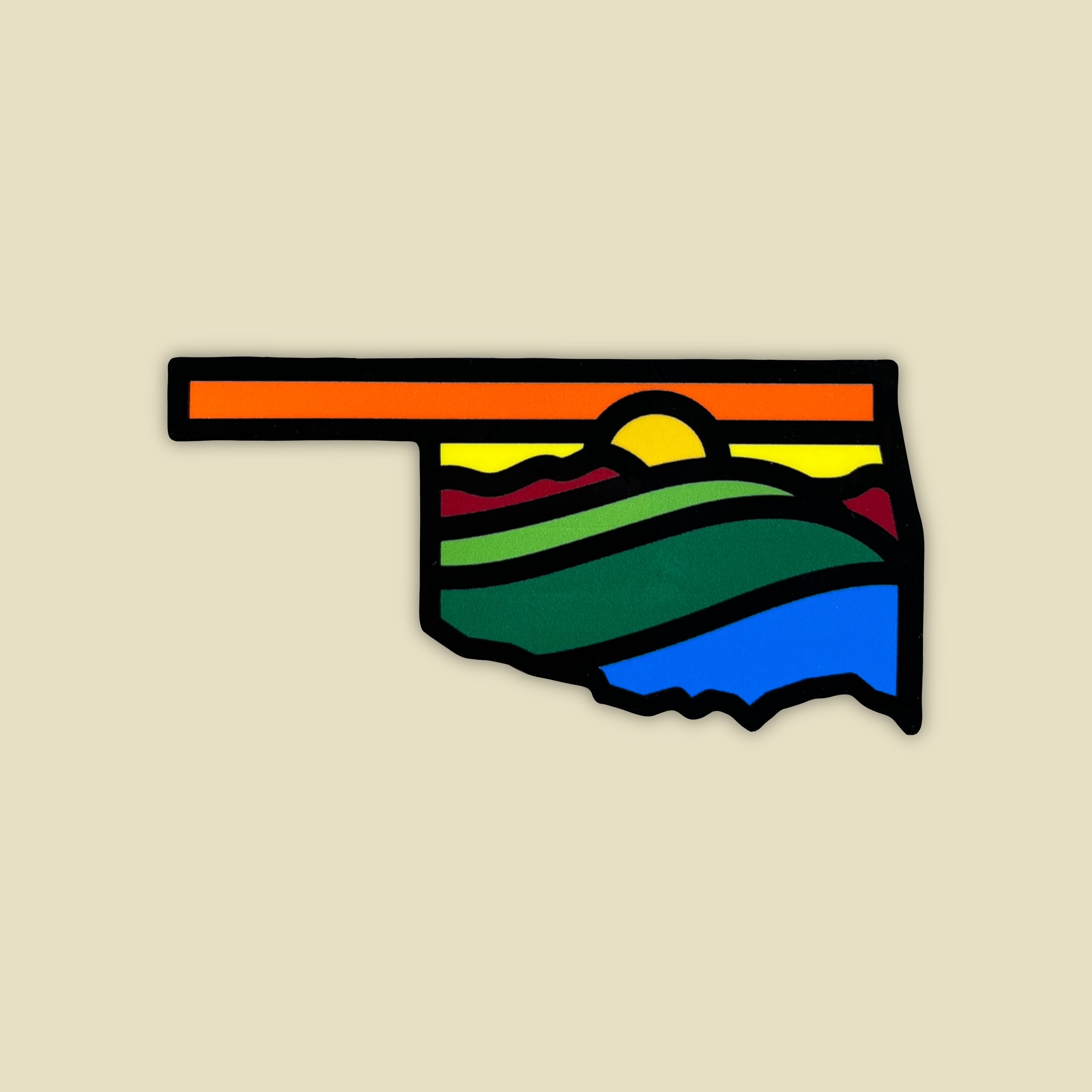 a sticker in the shape of Oklahoma