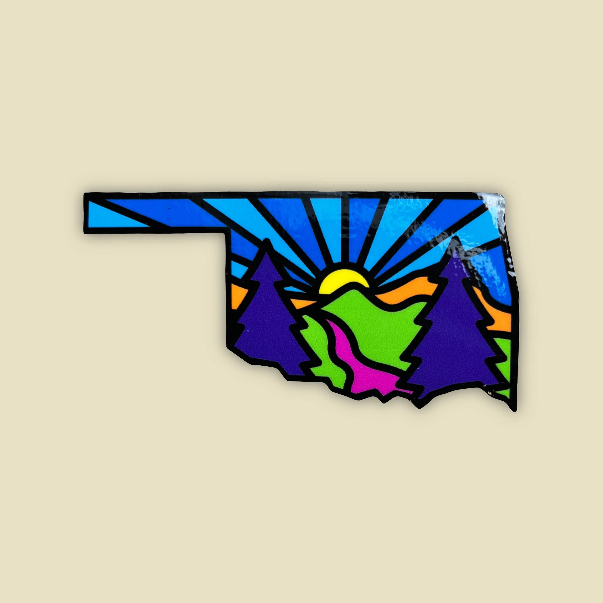 a sticker in the shape of Oklahoma