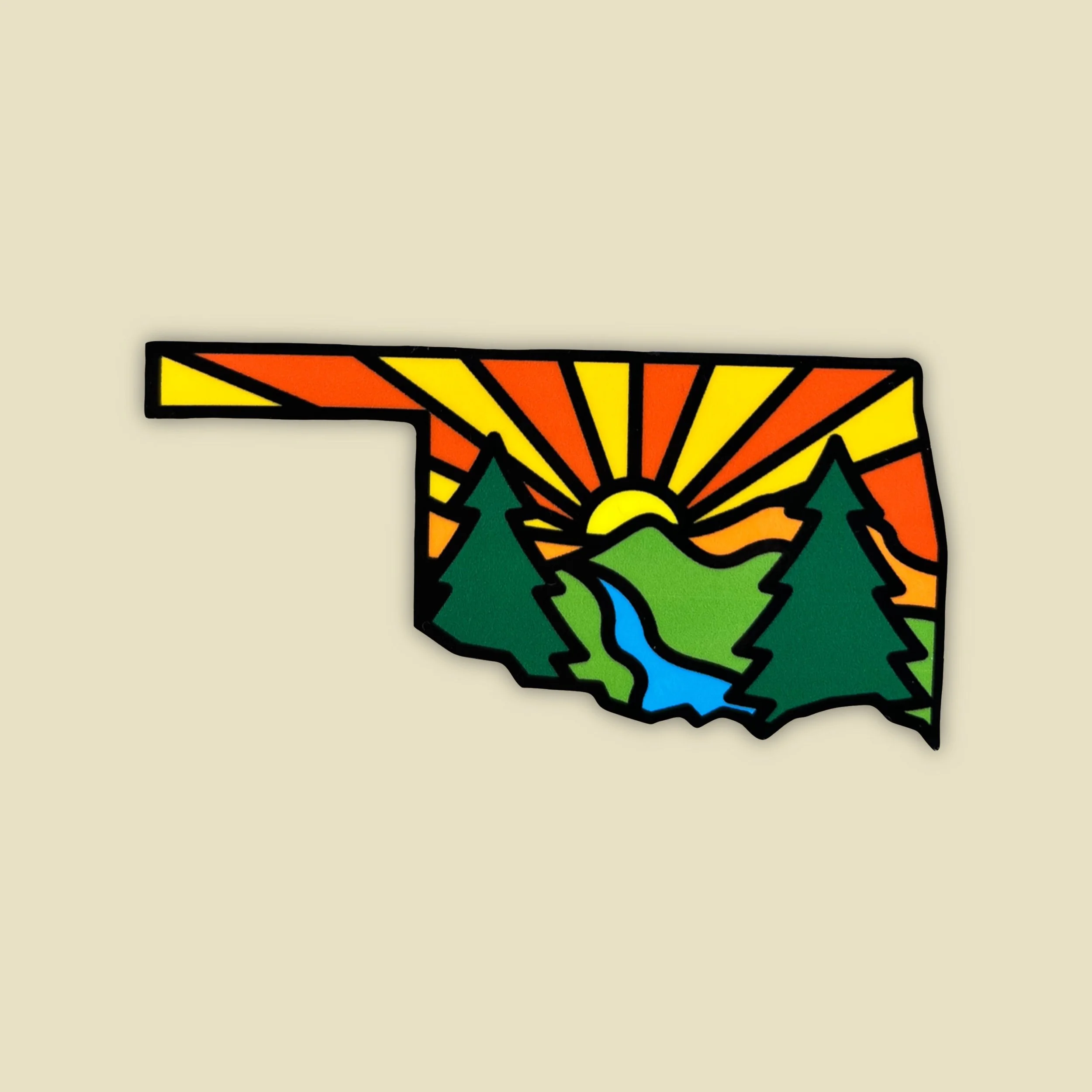 a sticker in the shape of Oklahoma