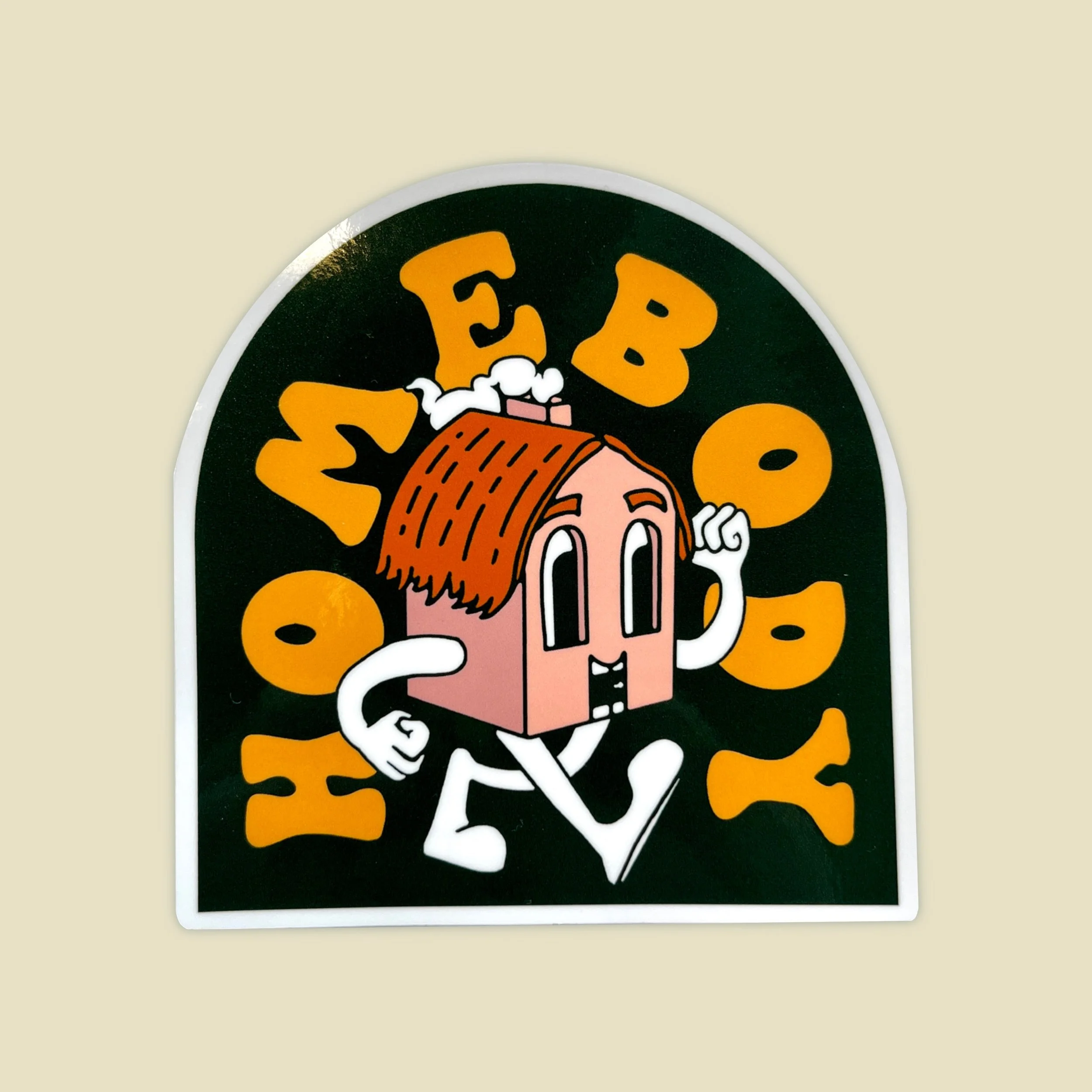 a sticker with a house on it that says "homebody"